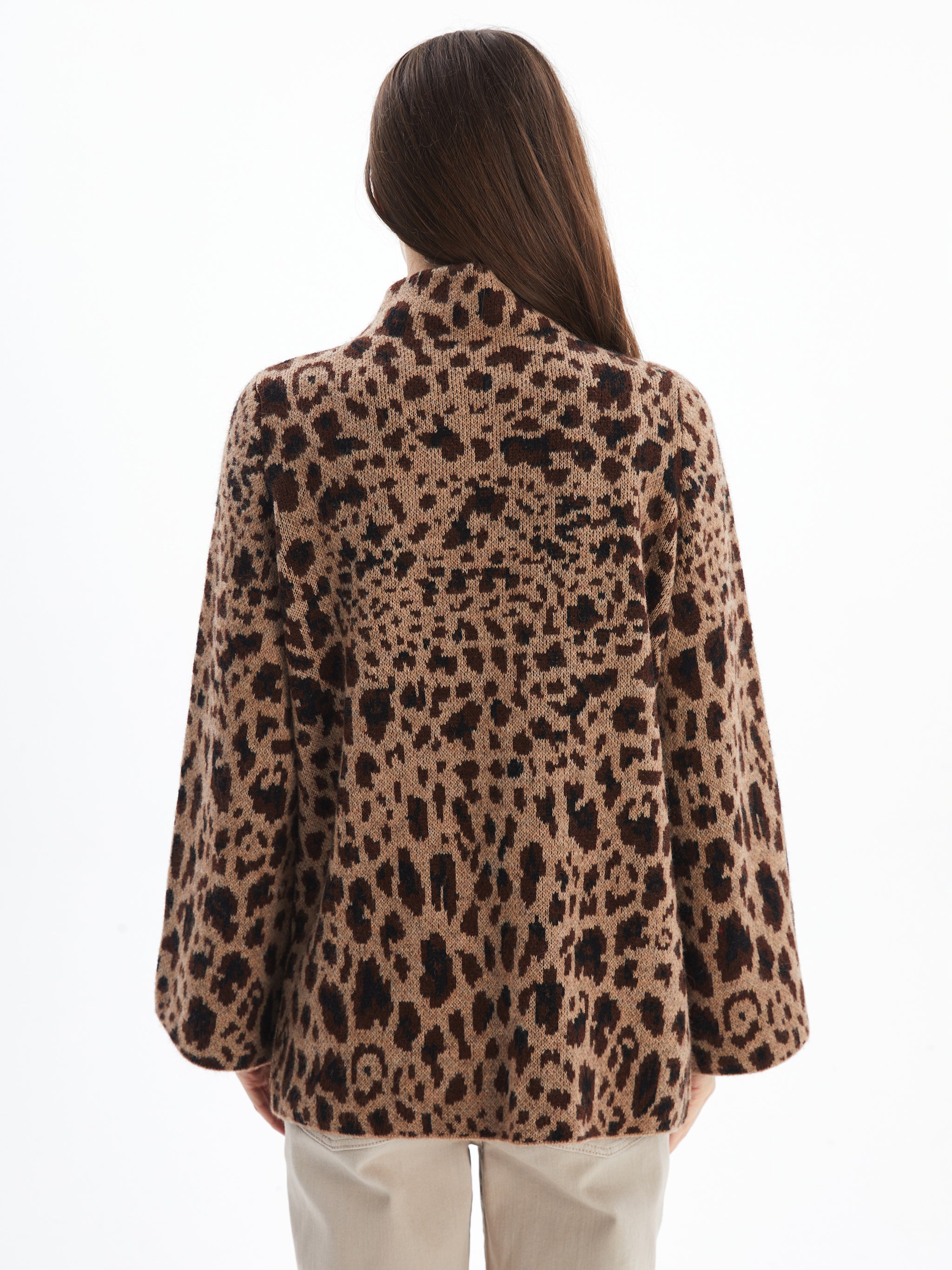 アウターその他 [Premium] Leopard Wave Fur Jumper (2color) Men's Fuzzy Leopard Print Sweater | Retro 70s Animal Pattern